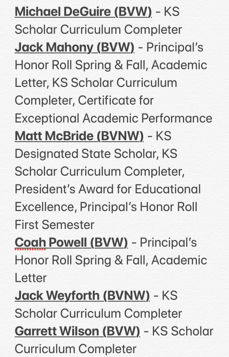 Academic recognition for some of our graduating seniors!