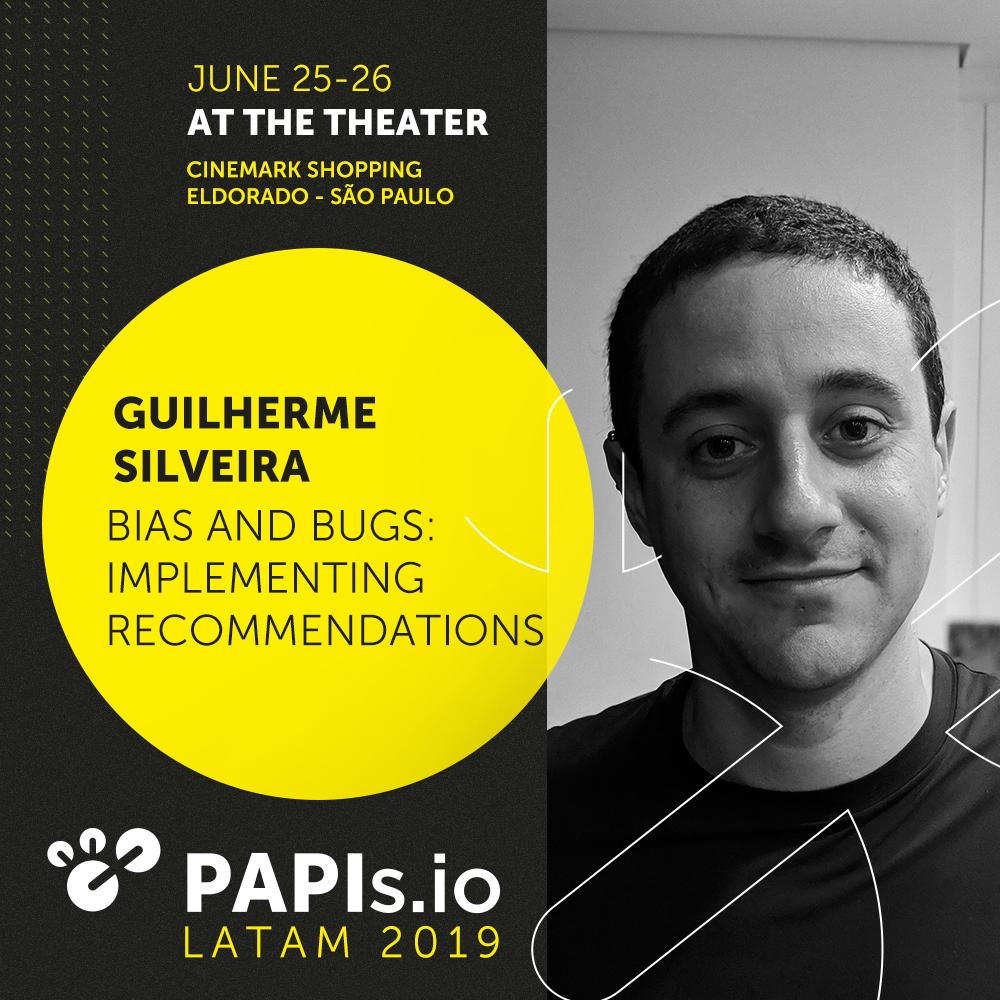 papisdotio's tweet photo. Very excited to announce that Guilherme Silveira @guilhermecaelum, Head of Education and Innovation @AluraOnline will be talking at #papisio LATAM about bias and bugs on recommendation systems.

Check the conference program at: https://t.co/m7H1ivD0X3 https://t.co/5ZPzEpSMp6