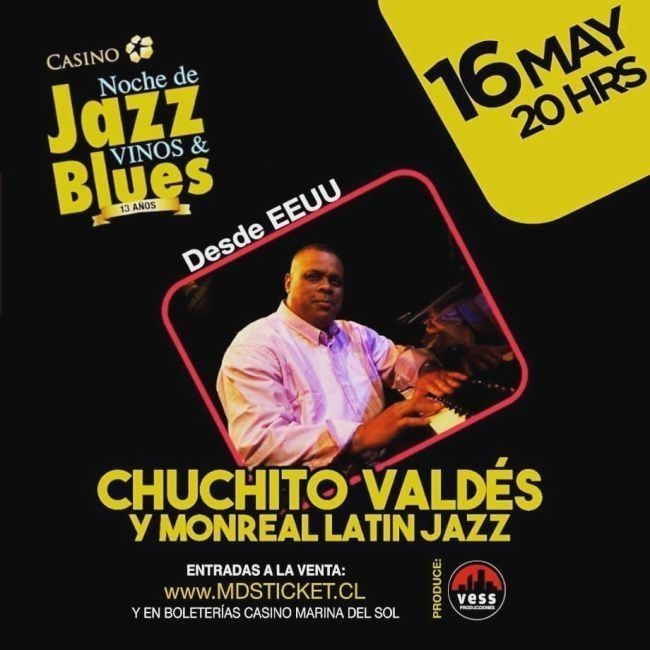 SORTEO! Chuchito Valdés &amp; Monreal Latin Jazz, en Jazz Vinos &amp; Blues, en Casino Marina del Sol, #Talcahuano agendaconce.cl/2019/1816⭐🎶🍷 <a href="/marinadelsol_/">Marina Del Sol</a>