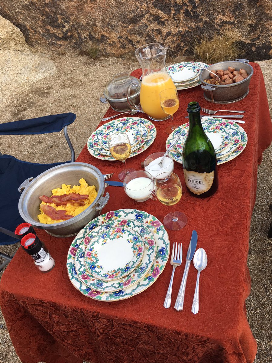 kricki's tweet photo. When you want to do something special for your Mother’s Day Brunch while tent camping. Mom’s antique china and @PrincessHouseCo Stemware ✔️ @Korbel1882 to toast with ✔️ Views of Mt. Whitney & Alabama Hills ✔️ Good friends & all the 😂✔️✔️ Perfect way to spend the weekend. https://t.co/dgHWmULGEF