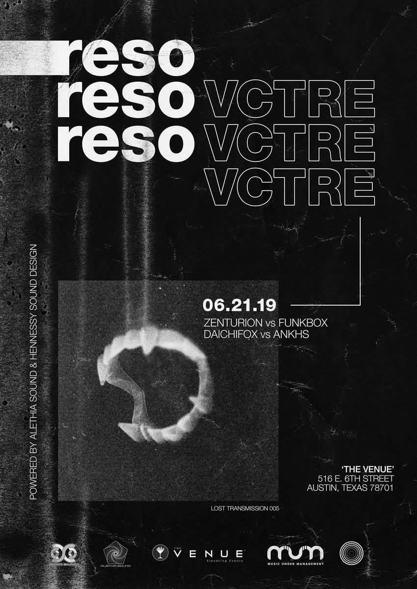 dem boys @ZenturionBeats and @FunkBoxBeatz are opening for @VCTRE_ & @ResoRobotsick from slugwife! 
starting the night out with @DachiFox b2b ANKHS
powered by alethia sound & hennessey sound design