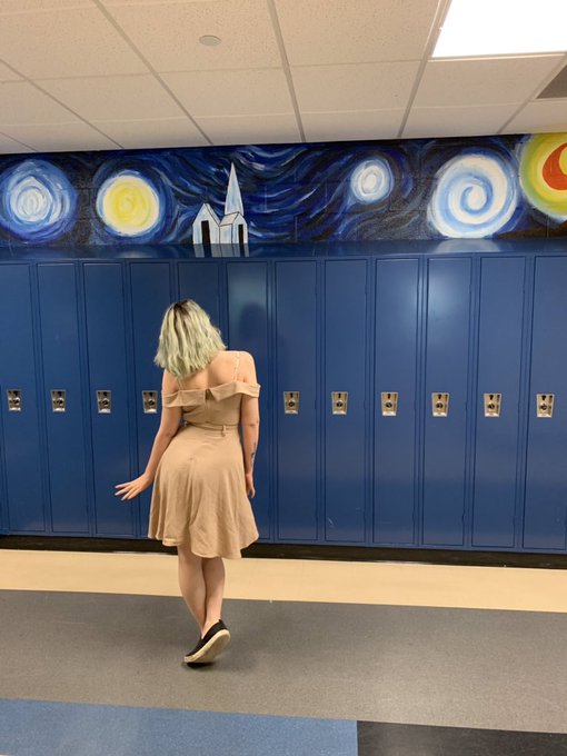2 pic. i was awarded artist of the month for this mural. i hope the kids look st this some day and are