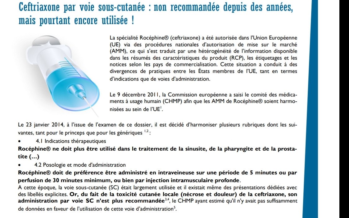 OceAlaB's tweet image. Risque de nécroses,  cela fait suite à une harmonisation des RCP européens 

En pratique avec #ehpad,  je leur demande de me prescrire #explicitement la voie IM,  et non la voie SC,  après libre à eux de l'injecter comme ils le veulent