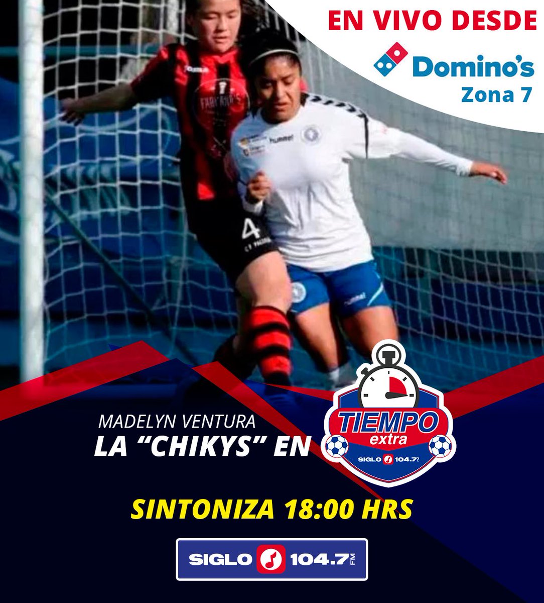 siglo104's tweet photo. Hoy nuestra legionaria y orgullo quetzalteco Madelyn la #Chikys Ventura, compartiendo en Tiempo Extra 104, en vivo desde Domino's Pizza Zona 7 redondel Tecun Uman.
Sintoniza @Siglo104 para escuchar la entrevista. https://t.co/1BOLIeMIzD