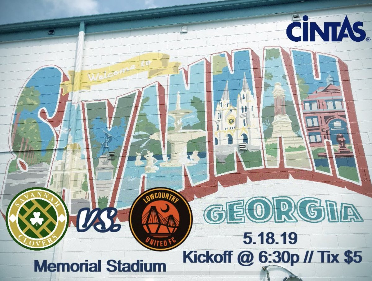 SavCloversFC's tweet photo. Should be a good one this Saturday. See you at Memorial Stadium! 
⚽️ 630p 
🎟 https://t.co/CUxvmtTh6I
#savannah #visitsavannah #savcloversfc #upsl https://t.co/6egZR4F6Iu
