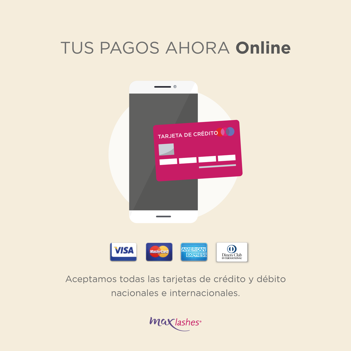 maxlashes's tweet photo. Recuerda que ahora tenemos más #facilidades para ti. Paga tus #tratamientos preferidos ONLINE 💳 ¡Usa cualquier #tarjeta ! Cuándo y dónde quieras 😉 https://t.co/KE4dHGI9rJ