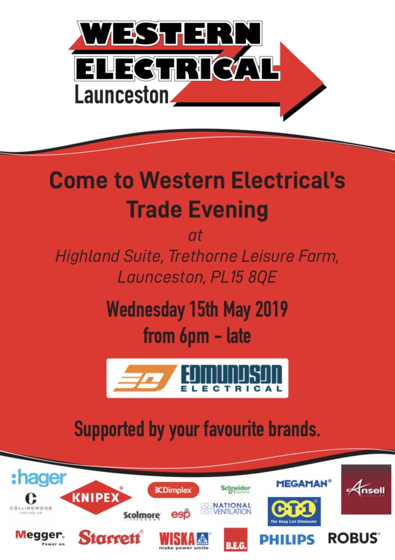 <a href="/BEGLuxomat/">BEG (UK) Ltd</a> <a href="/ansell_lighting/">Ansell Lighting</a> @MeggerUK <a href="/MegamanUKLtd/">MegamanUK</a> <a href="/hageruk/">Hager UK</a> <a href="/esp_uk/">ESP</a> <a href="/ClickScolmore/">Click Scolmore</a> <a href="/collingwoodLED/">Collingwood Lighting</a> <a href="/Natventilation/">National Ventilation</a> <a href="/Starrett_UK/">Starrett UK</a> <a href="/HTUnitedKingdom/">HellermannTyton UK</a> <a href="/WISKAUKLtd/">WISKA UK</a> <a href="/KnipexOfficial/">Knipex_official</a> @SchneiderUK @Signify_UKI <a href="/DimplexUK/">Dimplex UK</a> <a href="/ROBUSLighting/">ROBUS Lighting</a> <a href="/CTec_NI_Ltd/">CT1</a> <a href="/TrethorneFarm/">Trethorne Leisure</a>