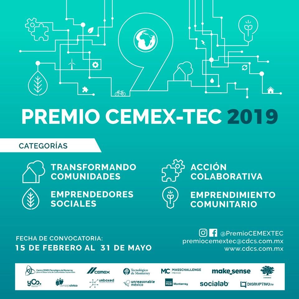 UNAL_innova's tweet photo. 📣 Convocatoria Premio CEMEX-TEC 2019 @CentroCEMEXTEC @CEMEX_Colombia @TecdeMonterrey
@VRI_UN @Extension_UN @DIEB_UN @DieUNMed @parqueinnova @UN_DIPAL
🗓️ Cierre: 31 may. 2019
ℹ️ https://t.co/jhVU7JC6zZ #Unal #UNInnovaSocial https://t.co/uKbpZBGMrt