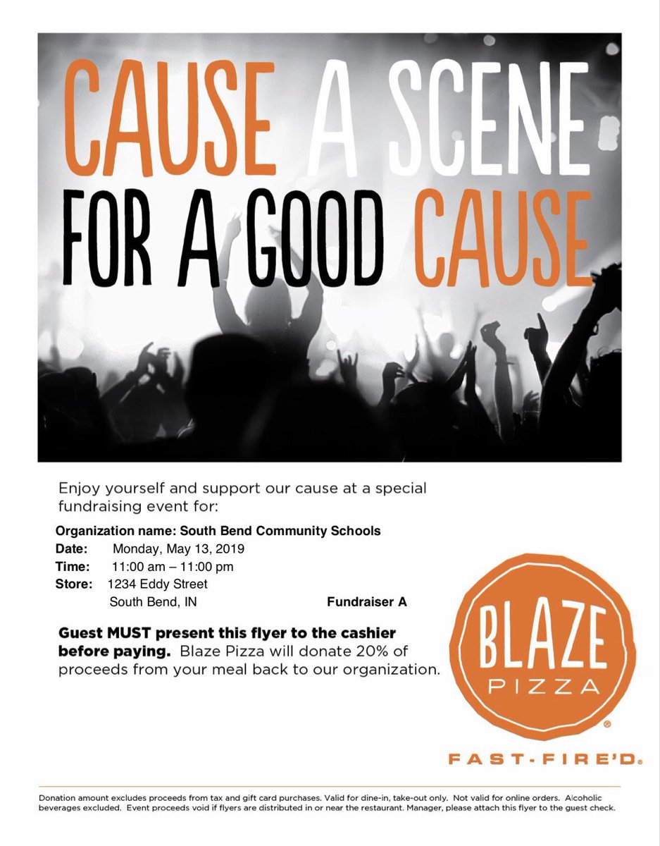 WeMust_Believe's tweet image. Who wants to cook on Monday? Join us at Blaze Pizza on Eddy St. and let the family make their own pizza while you support @Adams_Eagles African American History Challenge Team as they prepare for their trip to the national competition in June! @SouthBendCSC