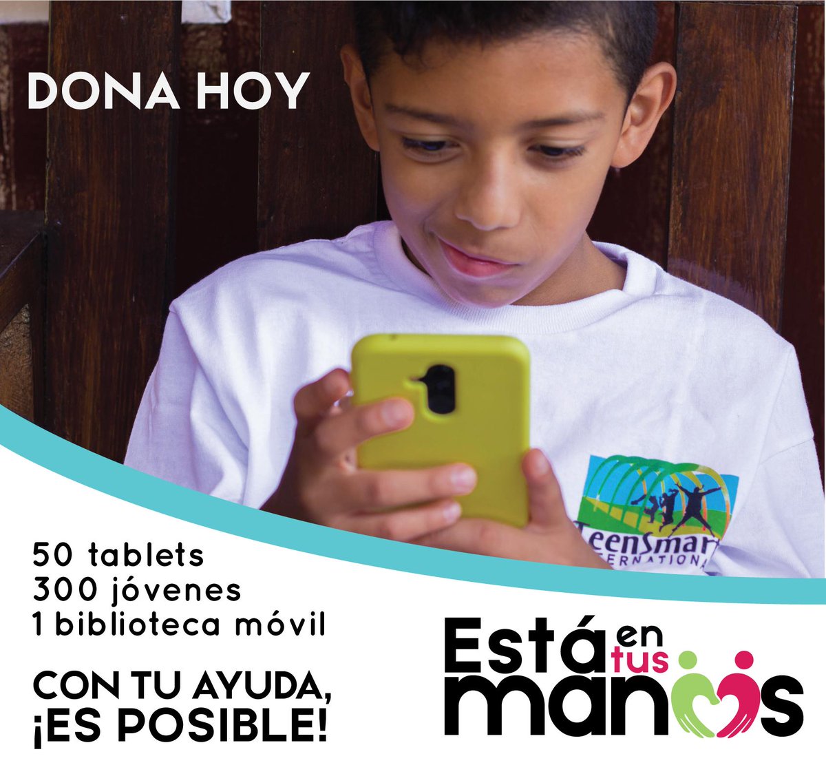 Necesitamos equipar y capacitar a más de 300 adolescentes con herramientas para tomar decisiones inteligentes y estar a la altura de su potencial. ¡Tu puedes ayudarnos! Haz tu donación en lnnk.in/b7al y colabora con la construcción de una biblioteca virtual móvil.