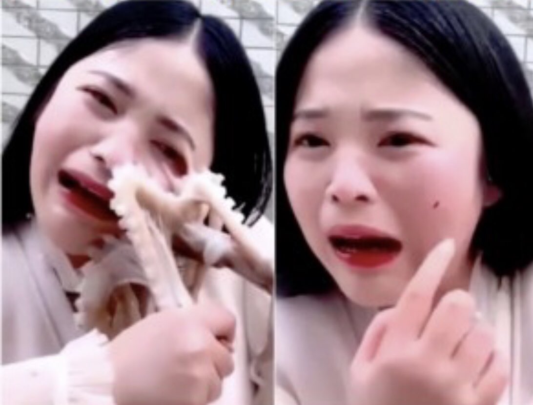 デビルマン V Twitter 中国 中国人 女性 タコ の 踊り 食い で タコに噛まれる 爆笑 馬鹿 な 人種 だ 爆笑