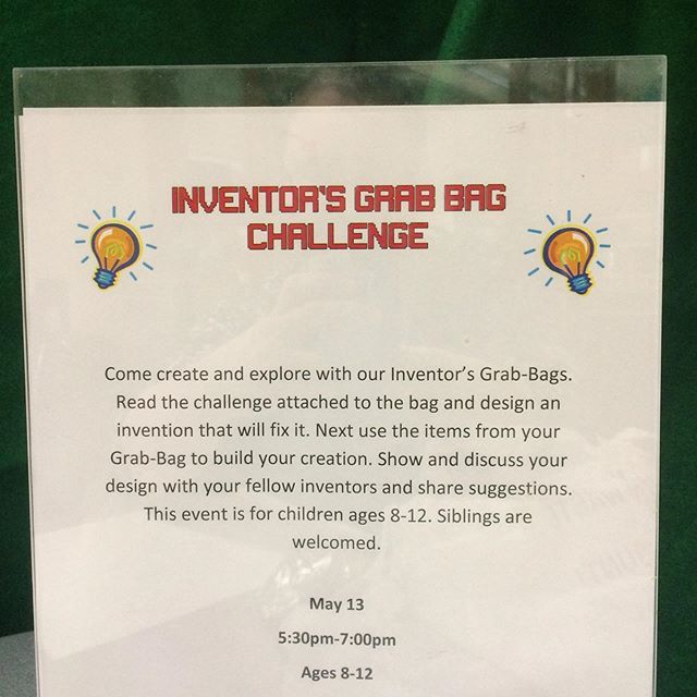SpfldMassLib's tweet image. Do you know a kid who likes to create? Join us tonight in the Central Library Children’s Room for Inventor’s Grab Bag! #413 #familyfun #springfieldma #springfieldcitylibrary bit.ly/2YmCSy8