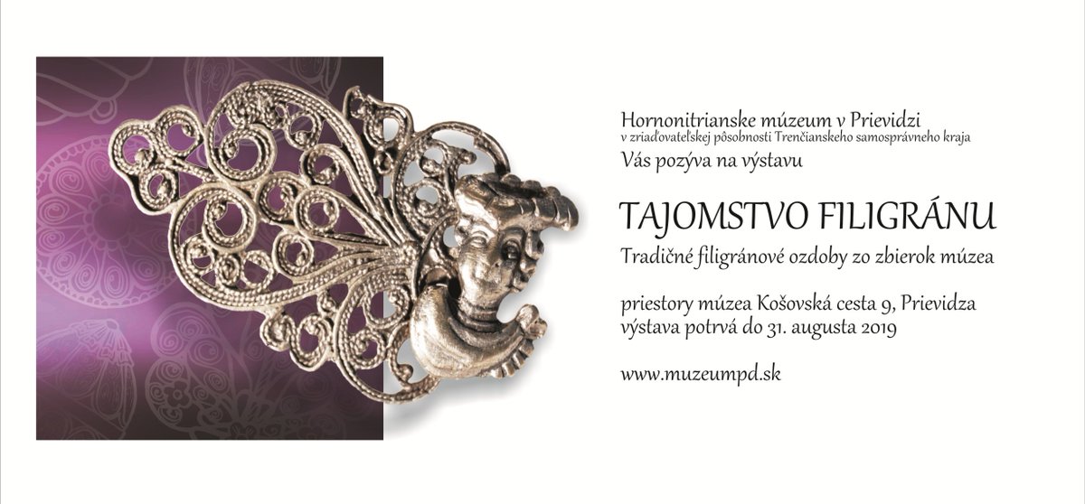 muzeumprievidza's tweet photo. Pripravujeme pre vás výstavu Tajomstvo filigránu, inak úvodné podujatie Medzinárodného dňa múzeí a Noci múzeí (17. a 18. mája 2019)
#filigran #regionalnemuzeum #hornaNitra #vystavy #Medzinarodnydenmuzei https://t.co/0DPzICKv3v