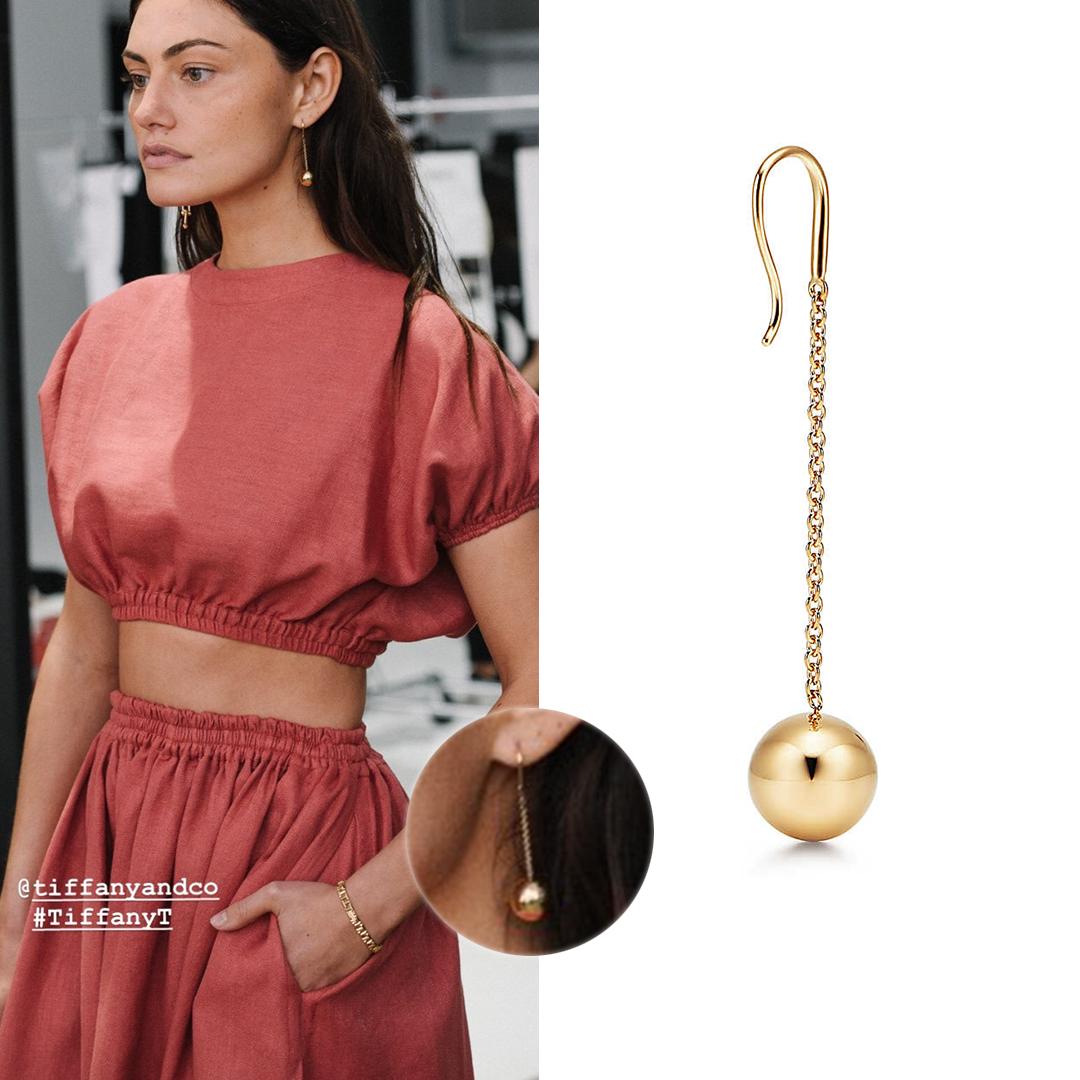 Dress Like Phoebe Tonkin on X: 13 May [2019]  Walking for Matteau wearing  #tiffany Graduated Link Earring ($6,850 for the pair), Ball Hook Earring ($1,250  for the pair), and what could