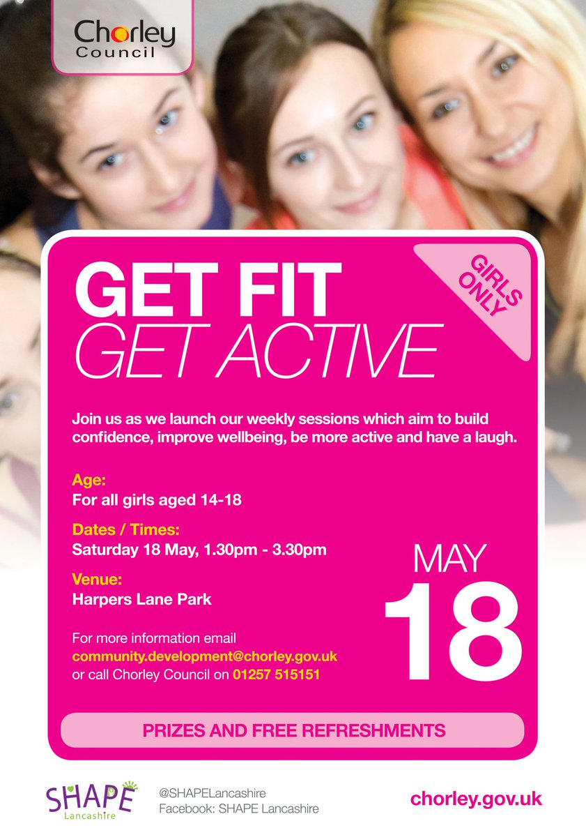 Girls only active sessions in Chorley- fun and informal, please 'retweet'and encourage girls living in and around Chorley to come along on Saturday and find out more...<a href="/ChorleyCouncil/">Chorley Council</a> <a href="/guardianchorley/">Chorley Guardian</a>