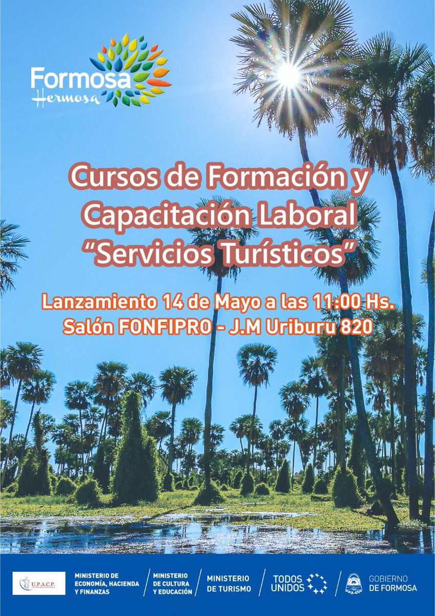 Invitamos al lanzamiento de los Cursos de Formación y Capacitación Laboral "Servicios Turísticos".

14 de mayo a las 11 hs en el Salón del FONFIPRO (José M. Uriburu 820)