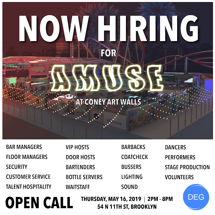 RPM_presents's tweet photo. @degpresents  IS HIRING!

Open call this THURSDAY 05/16 from 2-8pm. 
54 N 11th St, Brooklyn, NY https://t.co/KAq70NAOFS