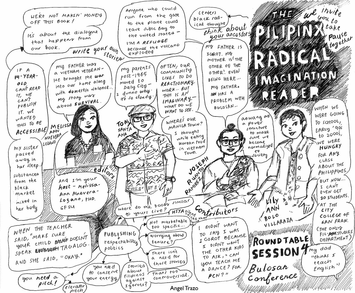 angel_trazo's tweet photo. Sketches from the 1st #FilipinxStudies Research Conference @ucdavis ✍🏾🤓 So grateful to @ucdbridge &amp; the #BulosanCenter for bringing all us nerds together https://t.co/ZCAUiXxKIW https://t.co/03JZUNAV1j