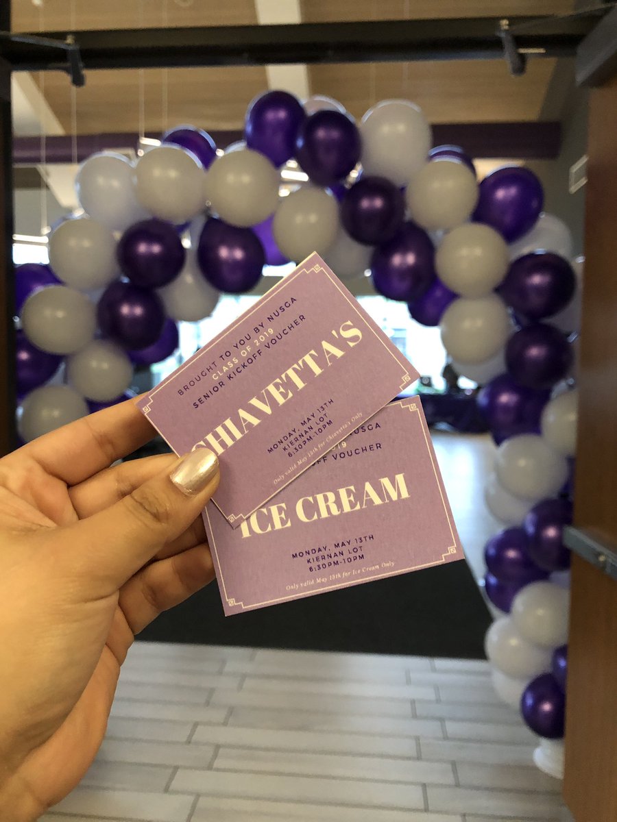 Senior Week kickoff is happening in the Dining Commons RIGHT NOW! 💜