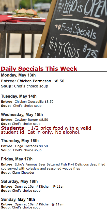 EchoTapMadison's tweet photo. #WeeklySpecials https://t.co/HXravhCxDj