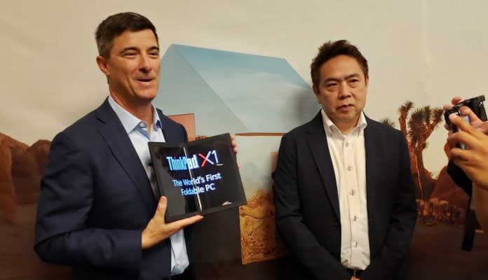 Lenovo briefly paraded its latest innovation, a foldable ThinkPad X1 laptop, in front of reporters during its annual #LenovoAccelerate, calling it the world’s first foldable PC. zurl.co/z8ta