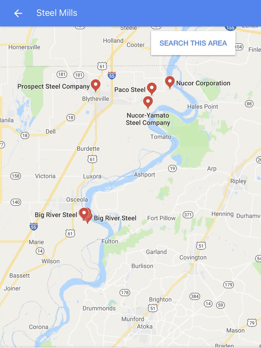 2 Steel mills in eastern Arkansas include Big River SteelNucorPaco SteelProspect SteelSouthwest Steel Processing