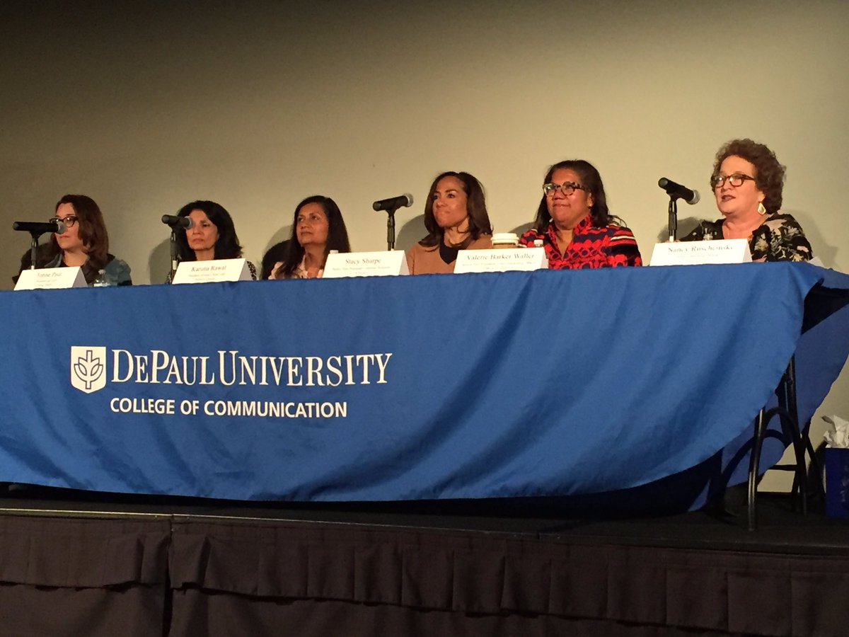 mdreyes05's tweet photo. What a great panel of women leading in communication! When it comes to measuring success, Stacy Sharpe from @Allstate said it’s about the impact you have on people’s lives and the connections you build. #PRAD595 @DePaulPRAD @Culpwrit https://t.co/12eLpp2904