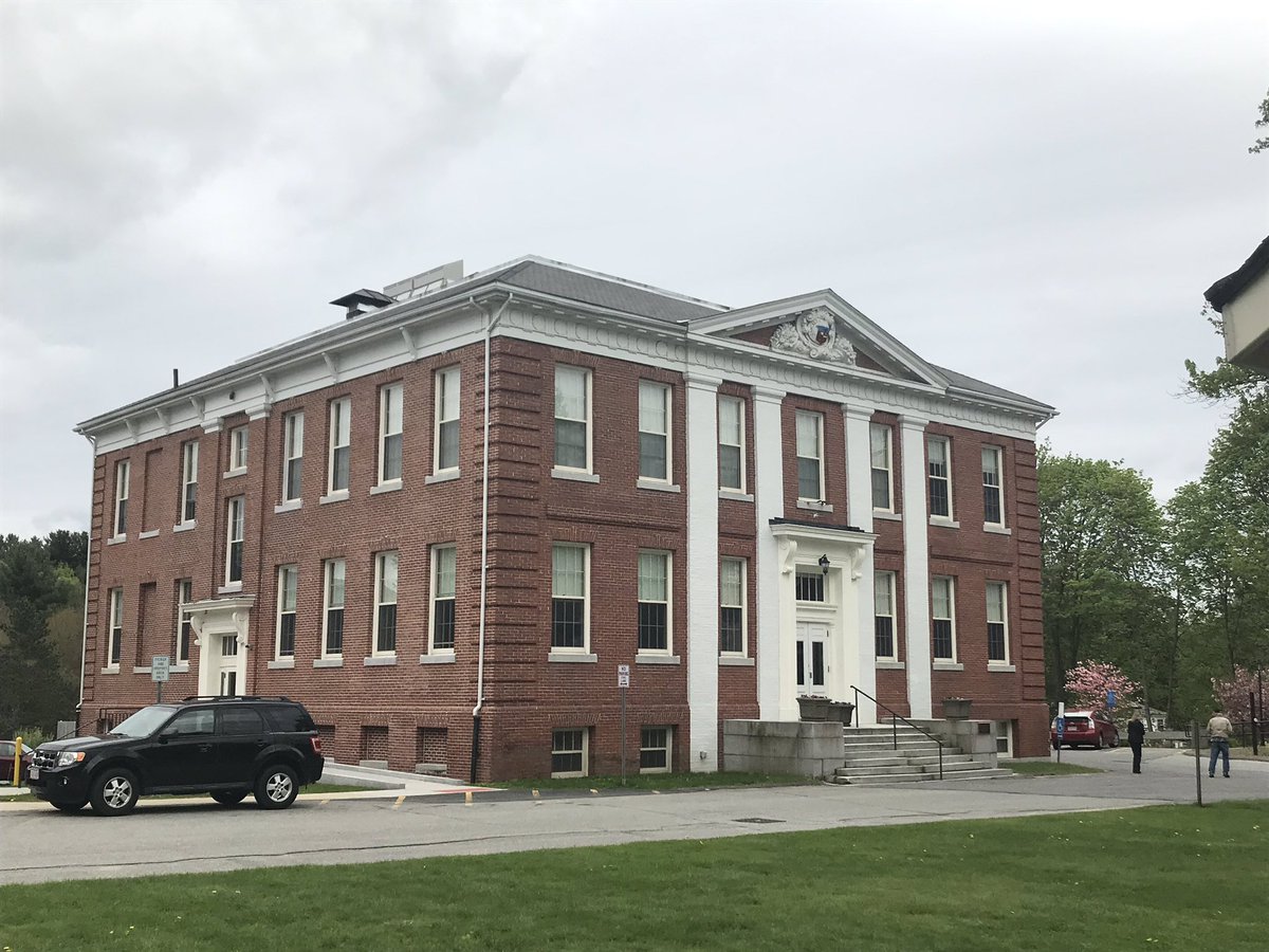 The  @thesociety series begins with a shot of West Ham Town Hall. In reality, the building serves as the Town of Lancaster’s municipal offices. The show shot both interior and exterior scenes in this building. Movie left; Today right