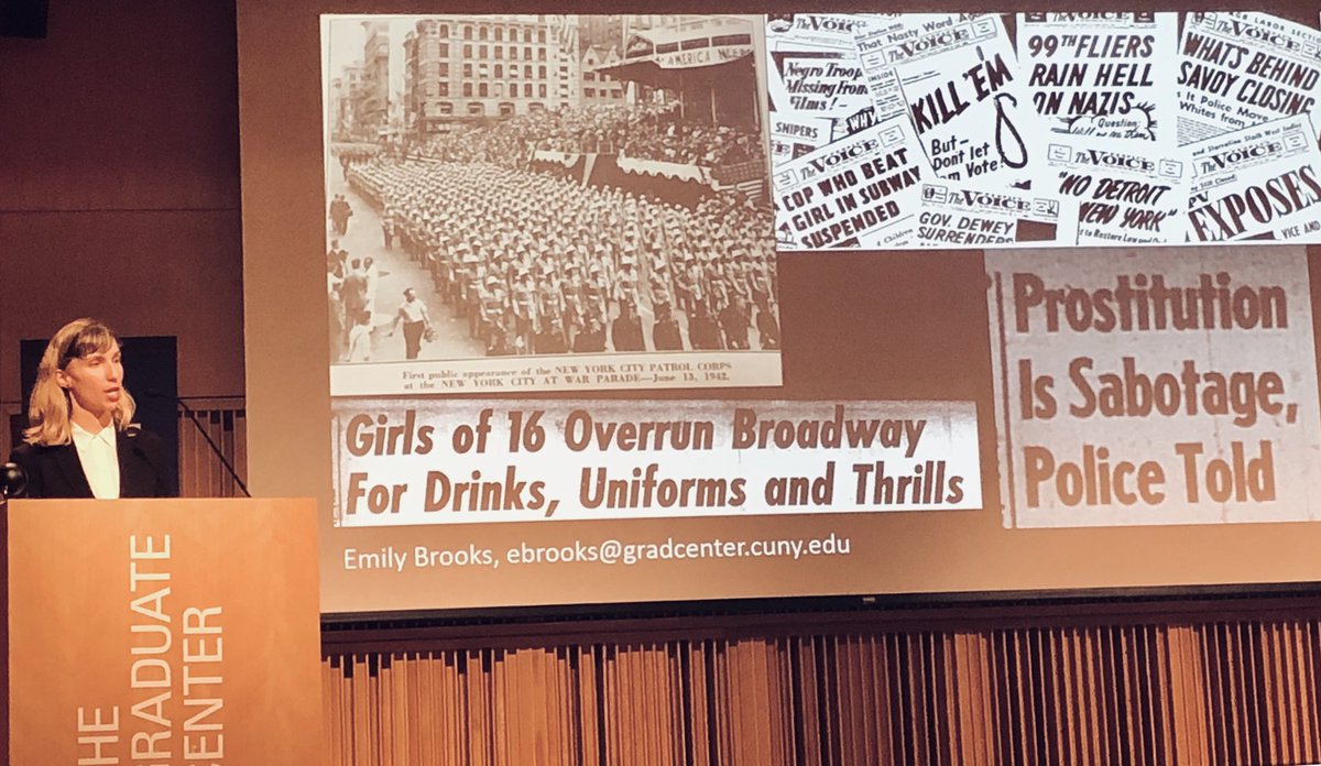 GC_CUNY's tweet photo. Historian Emily Brooks researched NYC policing policies during WW2 #InsidetheGC https://t.co/udA3vGJoRK