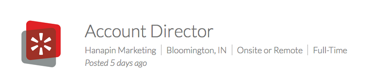 JOB ALERT! <a href="/Hanapin/">Hanapin Marketing</a> is looking for an Account Director that will focus on owning our largest &amp; most complex client relationships. Can be an onsite or #remote position. Work for the company that manages both <a href="/ppchero/">PPC Hero</a> &amp; <a href="/heroconf/">Hero Conf - PPC Hero's Live Event</a> 😎😎😎 bit.ly/2X1ToUp #digitalmarketing