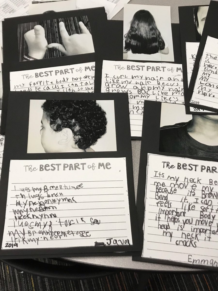 MrsCSteinmann's tweet photo. One of my favorite activities in 1st grade is the Best Part of Me!  We read the book The Best Part of Me and then the student chose a part of them that they like!  I love see what they pick and why!! So sweet! #MatzkeProud #CFISDspirit #bestpartofme https://t.co/1RwWXSZVXO