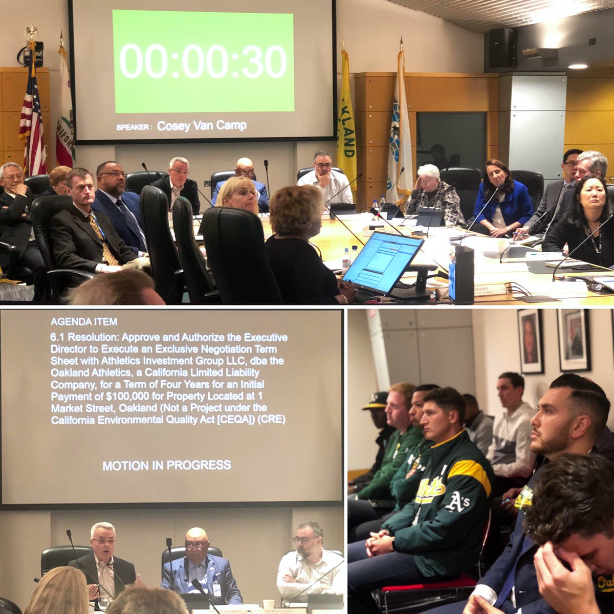 jeanquan's tweet photo. After >3 hours of public input the #PortCommission approved an #ENA exclusive negotiating agreement with the #Oakland #Athletics for #1Market aka #HowardTerminal unanimously! #letsgoakland! #oakmtg #athleticsnation @OakStadiumWatch https://t.co/ZrTODj4xn5