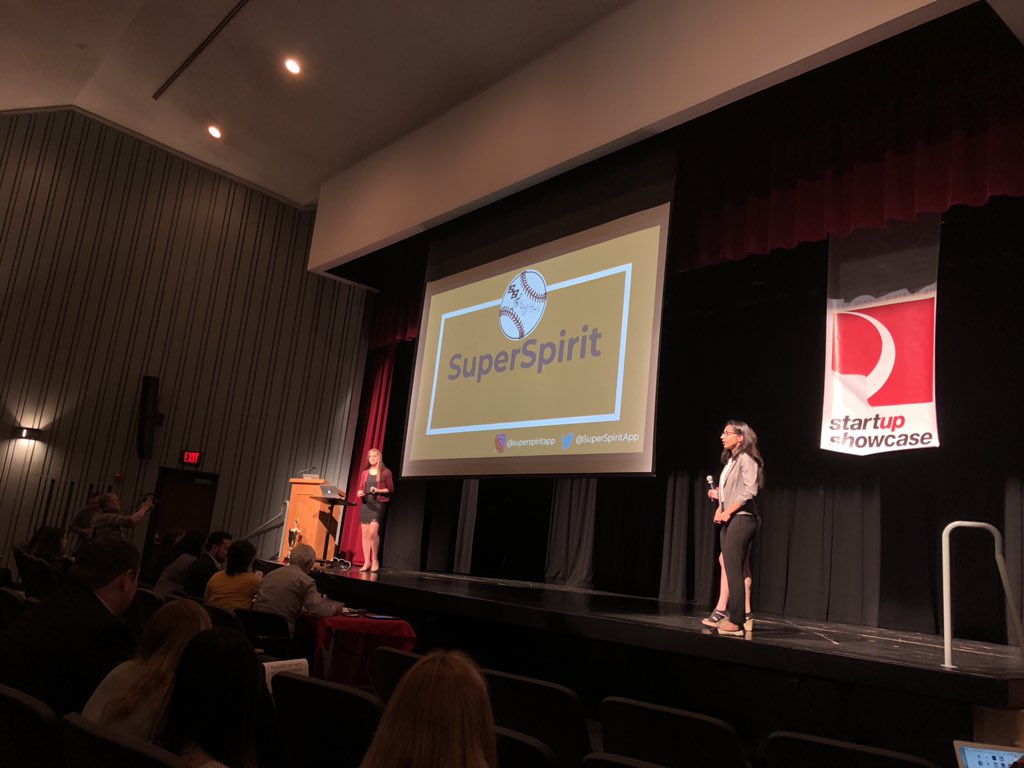 Roberts_BGbiz's tweet photo. @BG_Bison @SuperSpiritApp on stage giving their pitch! Proud of you, ladies!! #d214startup #INCpitch19 https://t.co/QNMJSDZ3Tp