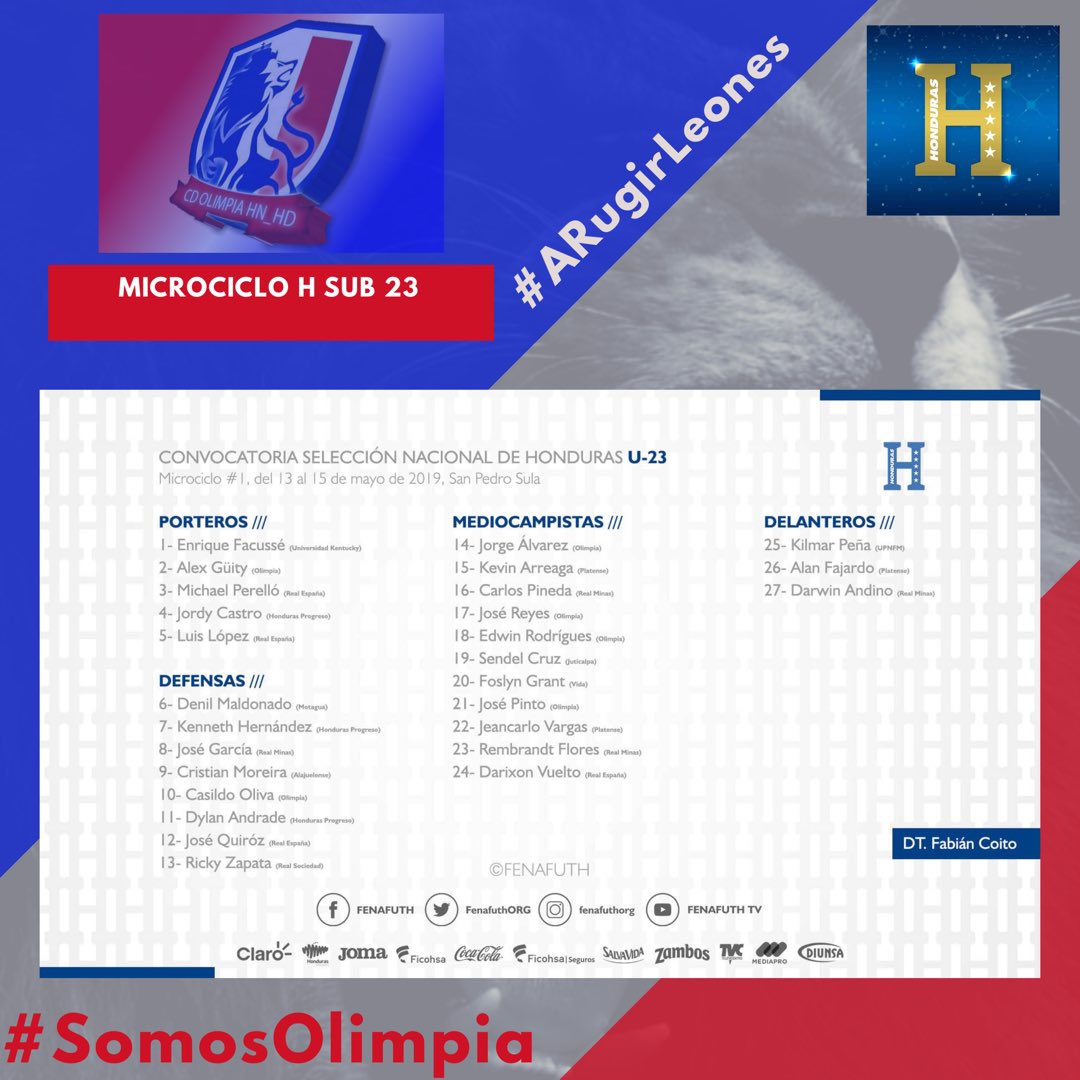 CDOlimpiaHN_HD's tweet photo. Enhorabuena por nuestros Leones convocados al microciclo de H Olímpica.
#AlexNaid #ElvinCasildo #JorgeAlvarez #AlejandroReyes #EdwinRodriguez #JoseMarioPinto
Y los Leones que jugaron con Real de Minas en este torneo.
#CarlosPineda #RembrandtFlores #JoséGarcía
#SomosOlimpia https://t.co/gA2FBq11qo