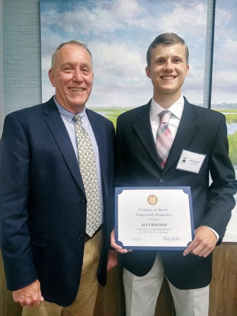 CTEC_ABSS's tweet image. Had the honor of introducing Alex Kreider to the group at an event hosted by Congressman Mark Walker.  Alex will be attending the United States Air Force Academy this fall.  So proud of this young man!