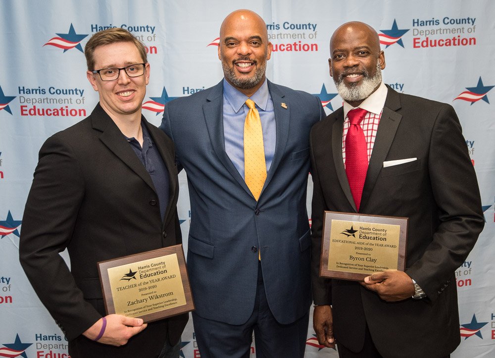 Proud of Fortis Academy teacher Zachary Wikstrom (left) and ABS East Educational Aide Byron Clay (right) for being named the 2019 Teacher of the Year and Educational Aide of the Year, respectively. You both are examples of what HCDE represents.  Congratulations!