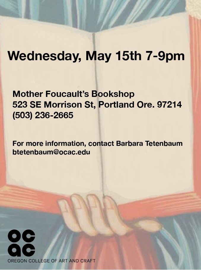 OCAC_edu's tweet photo. "The Closing Chapter"—this Wednesday (5/15) at @motherfoucaults Bookshop: 📖 Join OCAC Book and Print from 7–9 PM for the final OCAC artist book event.

Students will present books/prints/zines. Some work for sale! Refreshments served. #artandaboutpdx #pdxevents https://t.co/JtjEQvRZH0