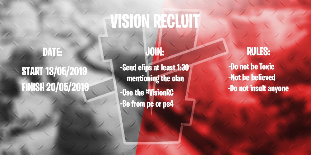 TeamVisionFN's tweet photo. VISION RECLUIT!
Good Luck!
Start 13/05/19
Finish 20/05/19 https://t.co/YgClMdOA5s