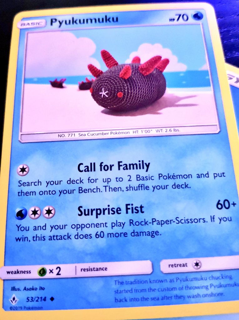 Mill your deck for basic Pokemon >Do 120 damage by winning at rock paper scissors >Be one of the cutest additions to the craft style TCG art. This card rules. Mill your deck for basic Pokemon >Do 120 damage by winning at rock paper scissors >Be one of the cutest additions to the craft style TCG art. This card rules.