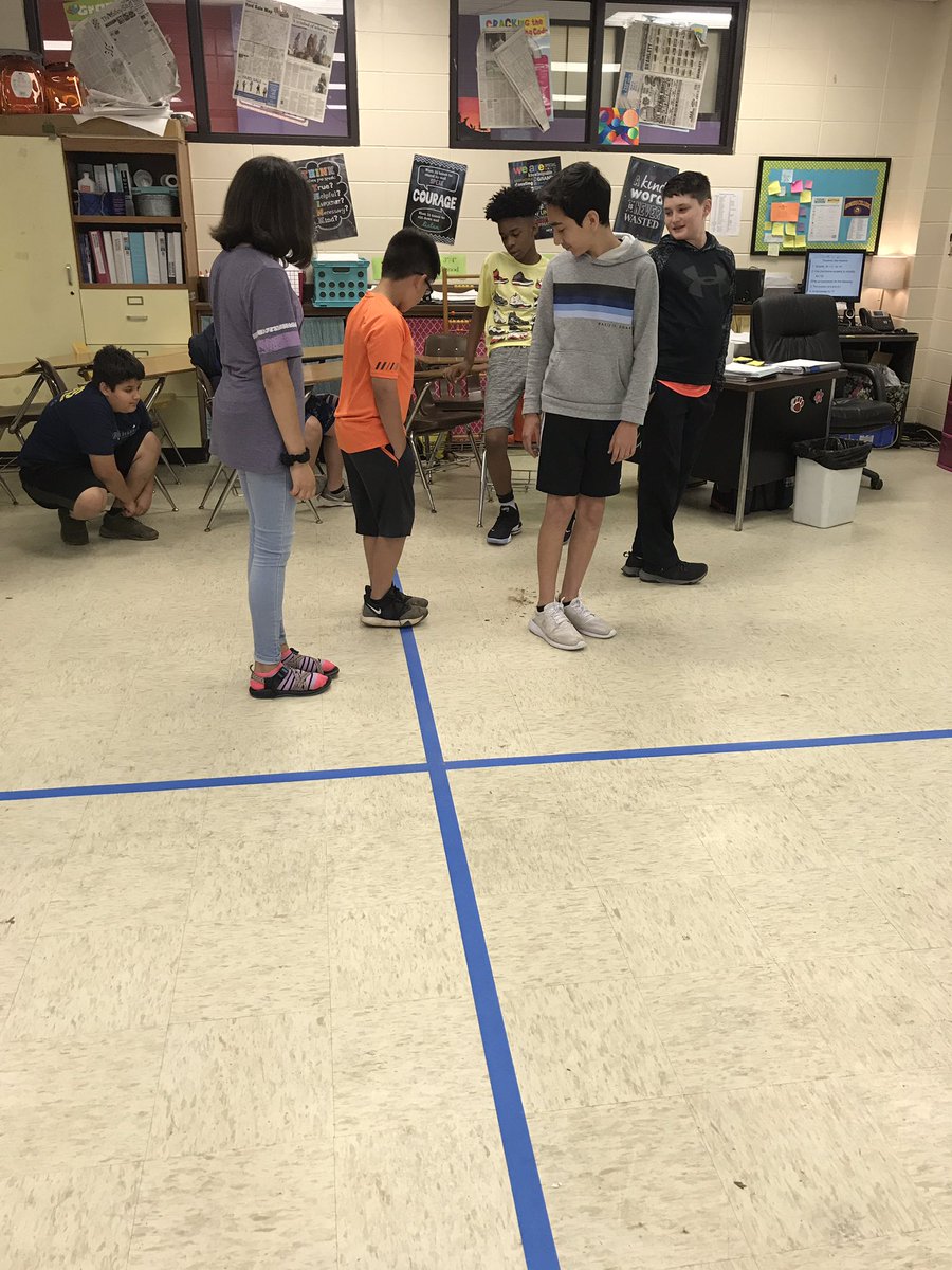 MrsNelsonRMS's tweet photo. Introduced the 6th grade students to negative numbers and quadrants in the coordinate plane by creating a classroom-sized coordinate plane! #BestYearYetRCS @RussellvilleMS https://t.co/jlZoM5SVjK