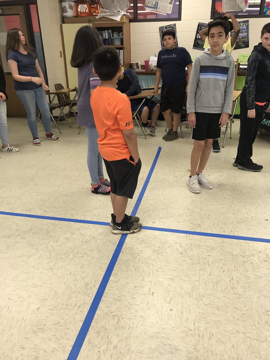 MrsNelsonRMS's tweet photo. Introduced the 6th grade students to negative numbers and quadrants in the coordinate plane by creating a classroom-sized coordinate plane! #BestYearYetRCS @RussellvilleMS https://t.co/jlZoM5SVjK