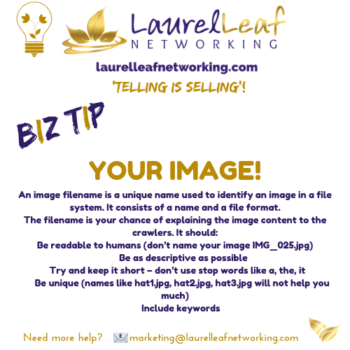 LaurelLeafChat's tweet photo. 🍀👑★·.·´¯`·.·★ 𝓑𝓘𝓩 𝓣𝓘𝓟 ★·.·´¯`·.·★ 👑
#images #seo #fileformat #filename #imagecontent #alttext #descriptive #business #smallbusinessmarketing #smallbusinessowners #unique #yourimage #keywords #tellingisselling #website #branding #biztips #businessmarketing #digital https://t.co/yoYqEy3arz