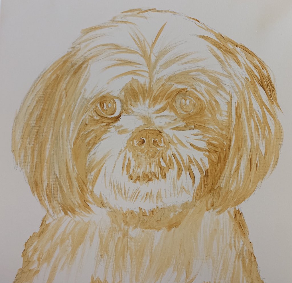 Lee Copeland (@leecopeland_art) on Twitter photo Sharing my painting process for a recent commission.  Step 1:  Sketching out the subject on canvas in pencil and sepia tone acrylics. Sharing my painting process for a recent commission.  Step 1:  Sketching out the subject on canvas in pencil and sepia tone acrylics.