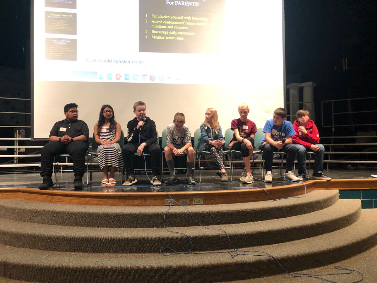 NewsAtTheRidge's tweet photo. Some of our 6th grade students participated in this panel discussion at 5th grade parent night.  They were a hit!  It was great to hear their perspectives about FRMS. https://t.co/i0CKsqLIjC