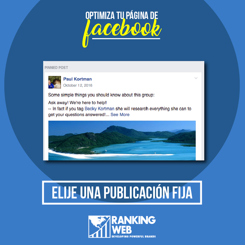rankingweb's tweet photo. Colocar una publicación fija en tu feed de #Facebook es una excelente opción para destacar una publicación relevante, que llame la atención y atraiga visitantes. #RankingWeb #MarketingDigital https://t.co/YcRslzSulA