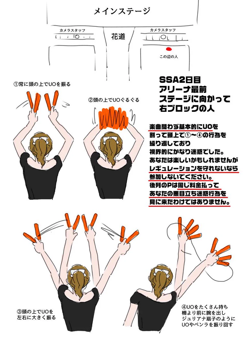 ペンライトを大きく振るのは大迷惑！！レギュレーションを守れないなら参加しないで……