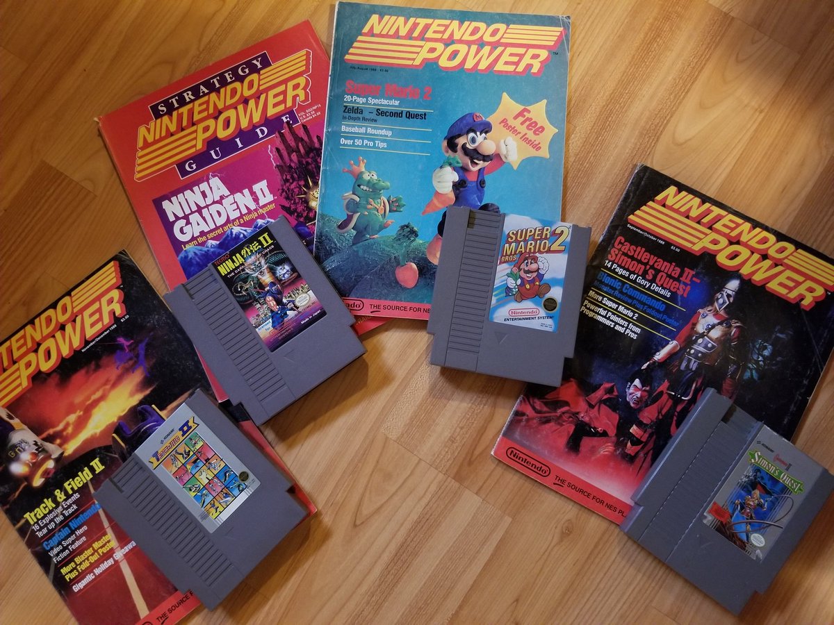 retrogamergirls's tweet photo. Just some of my Nintendo Piwer magazines and the games that go with the covers. Loved getting these in the mail every month! #nintendopower #nes #8bitlove #smb2 #castlevania2 #trackandfield2 #ninjahaiden2 #collection #retrogameroom https://t.co/LivCIiQVPu