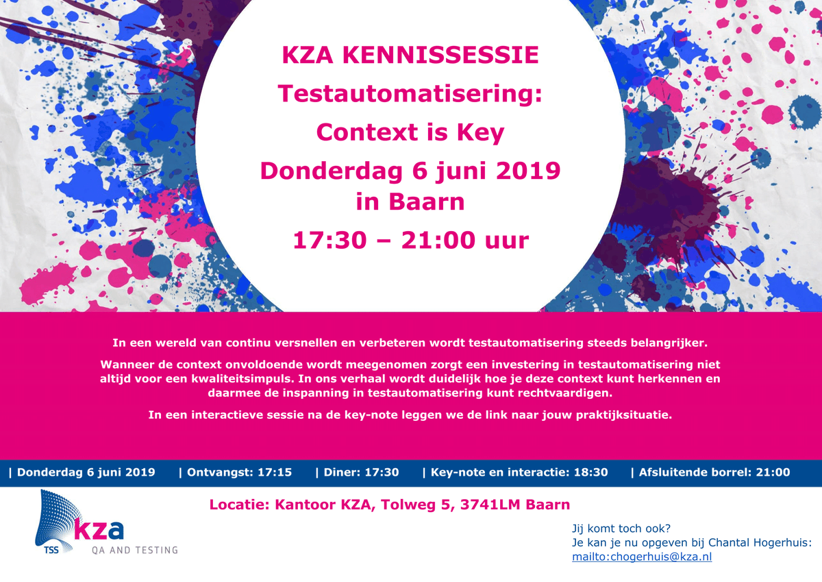 Kennissessie Testautomatisering 'Context is Key' vindt donderdag 6 juni bij ons plaats. Schrijf je nu alvast in bij chogerhuis@kza.nl.
kza.nl/kza-kennissess…
#testautomation #testing #devops #continuous #quality