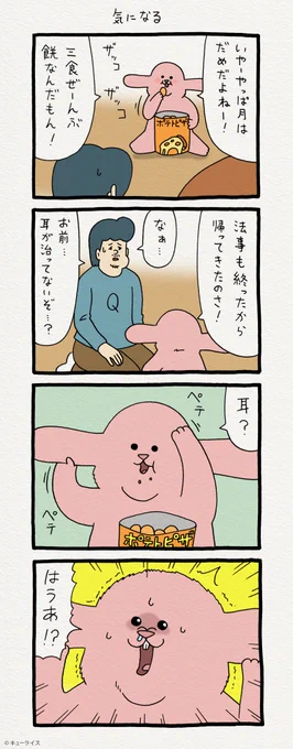 4コマ漫画スキウサギ「気になる」　　動くスキウサギスタンプ発売中→ 