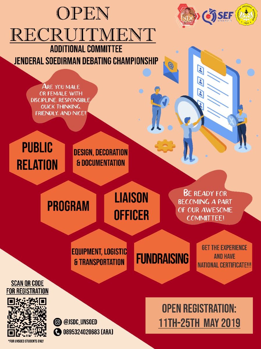 Hi guys! 
Did you interested to join our committee?
Then you should join this open recruitment!

You can join by fill this form!
bit.ly/2IGcN8S